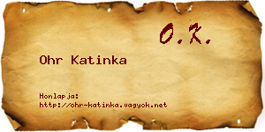 Ohr Katinka névjegykártya